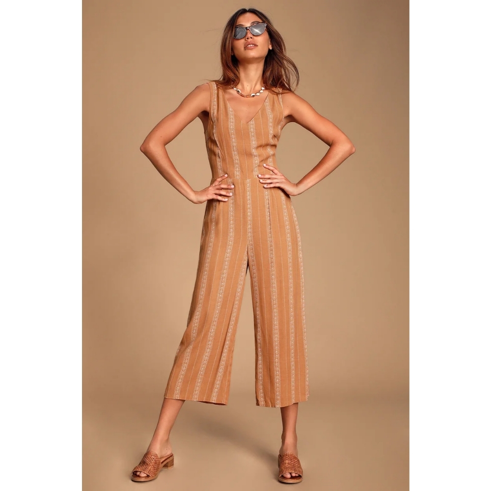 Stripped Sleeveless Tie-Back Jumpsuit Size M